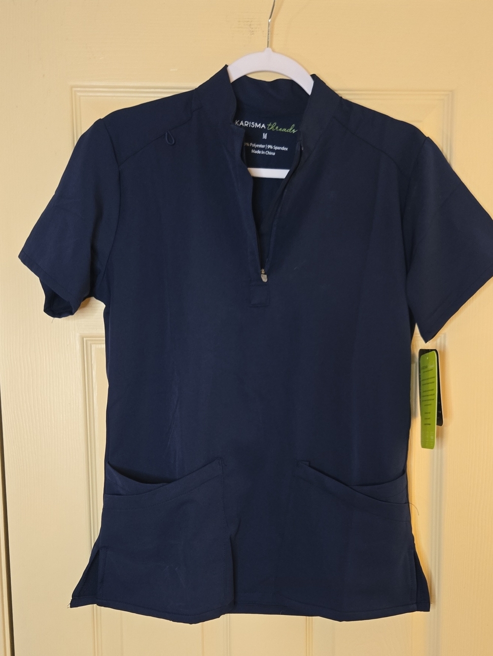 NWT Navy Zip-Neck Women's Scrub Top